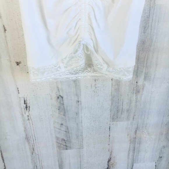 NWT Jonathan Simkhai STANDARD Cropped Top Ruched Tee Lace Hem White S - Picture 3 of 9